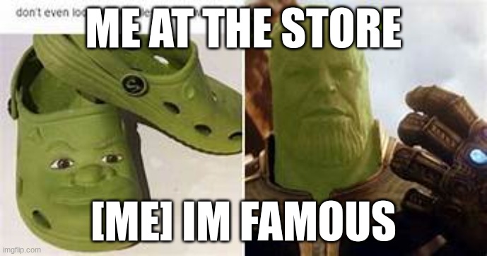 me at the store | ME AT THE STORE; [ME] IM FAMOUS | image tagged in bruh | made w/ Imgflip meme maker