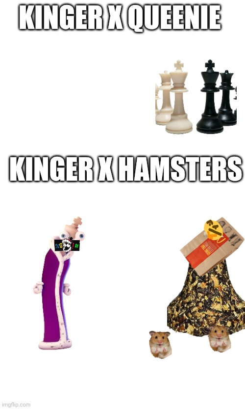 The 2 legal kinger ships | KINGER X QUEENIE; KINGER X HAMSTERS | made w/ Imgflip meme maker