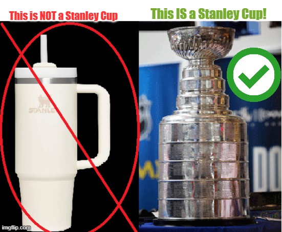 Stanley Cup | This IS a Stanley Cup! This is NOT a Stanley Cup | image tagged in stanley cup,coffee cup,ice hockey,coffee | made w/ Imgflip meme maker