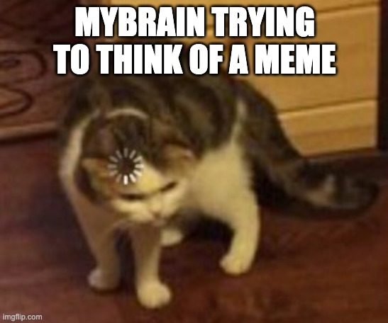 Loading... | MYBRAIN TRYING TO THINK OF A MEME | image tagged in loading cat | made w/ Imgflip meme maker