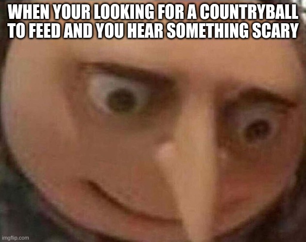 Your Countryball. The Countryball's food | WHEN YOUR LOOKING FOR A COUNTRYBALL TO FEED AND YOU HEAR SOMETHING SCARY | image tagged in gru meme | made w/ Imgflip meme maker
