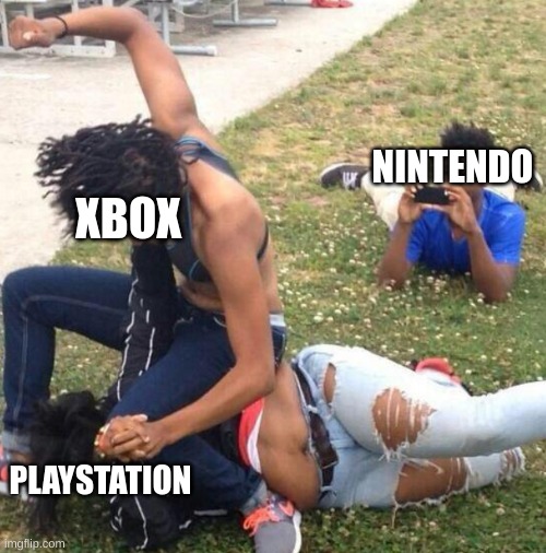 PlayStation...must die! | NINTENDO; XBOX; PLAYSTATION | image tagged in xbox vs ps4 | made w/ Imgflip meme maker