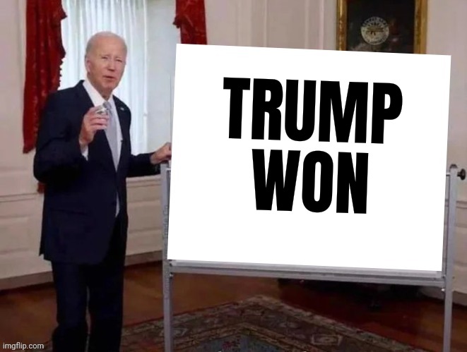 TRUMP WON | image tagged in joe tries to explain | made w/ Imgflip meme maker