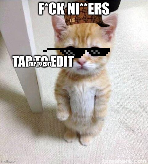 f*ck ni**ers | F*CK NI**ERS; TAP TO EDIT; TAP TO EDIT | image tagged in memes,cute cat | made w/ Imgflip meme maker