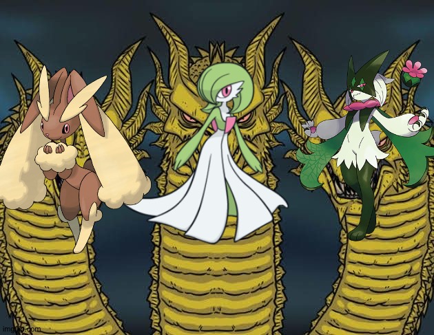 Lopunny,Gardevoir and Meowscarada is another awesome Pokémon trio | image tagged in three-headed serious dragon,pokemon | made w/ Imgflip meme maker