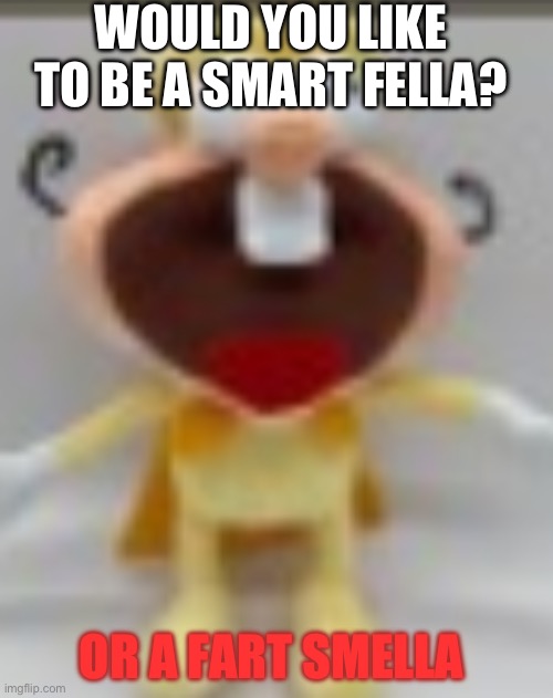 duh noiz | WOULD YOU LIKE TO BE A SMART FELLA? OR A FART SMELLA | image tagged in duh noiz | made w/ Imgflip meme maker