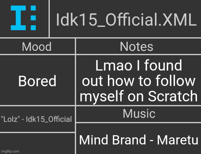 Here's how to do so in the comments | Lmao I found out how to follow myself on Scratch; Bored; Mind Brand - Maretu | image tagged in idk15_official xml's 2nd revived template | made w/ Imgflip meme maker
