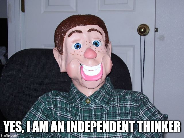 Why yes, I am a democrat. How did you know? | YES, I AM AN INDEPENDENT THINKER | image tagged in puppet,democrats,liberals | made w/ Imgflip meme maker
