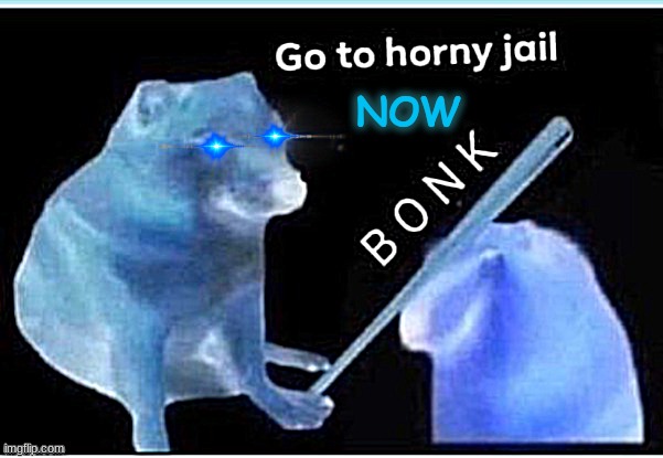 go to horny jail NOW | NOW | image tagged in go to horny jail now | made w/ Imgflip meme maker