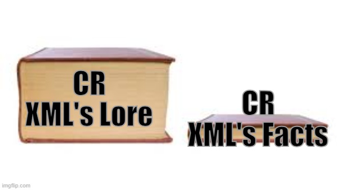 CR XML Meme #3 | CR XML's Lore; CR XML's Facts | image tagged in big book small book,fnf,fnf au,cr xml,cult's realm xml,lore and facts | made w/ Imgflip meme maker