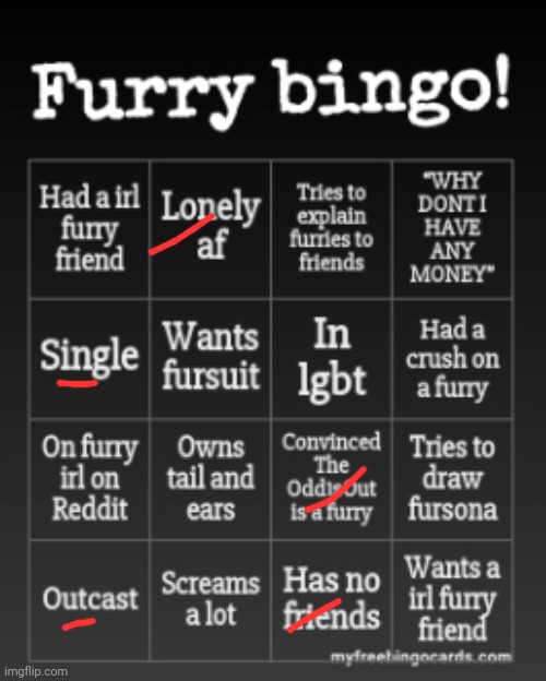 Ræl | image tagged in furry bingo | made w/ Imgflip meme maker