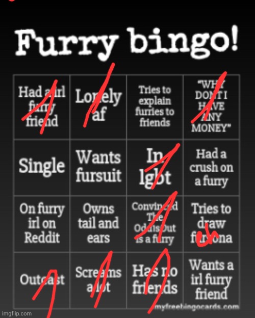 not a furry. | image tagged in furry bingo | made w/ Imgflip meme maker
