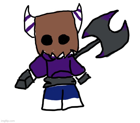 Here's digital Baggy! Should I make one with her helmet off? | image tagged in baggy axe | made w/ Imgflip meme maker