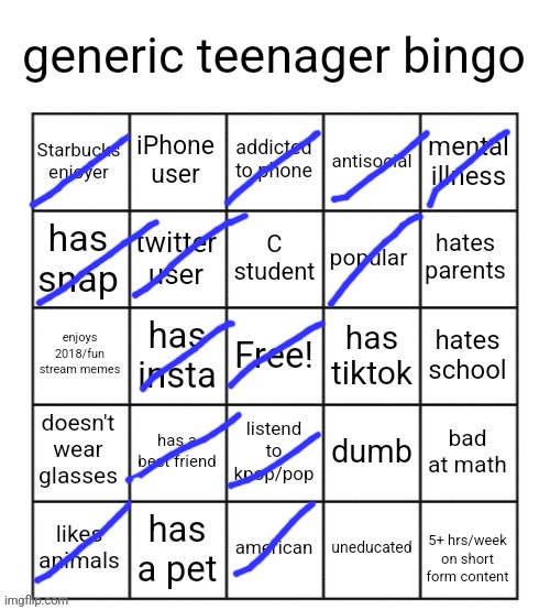 Uh | image tagged in generic teenager bingo | made w/ Imgflip meme maker