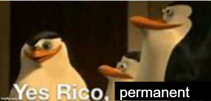 Yes Rico, (Blank) | permanent | image tagged in yes rico blank | made w/ Imgflip meme maker