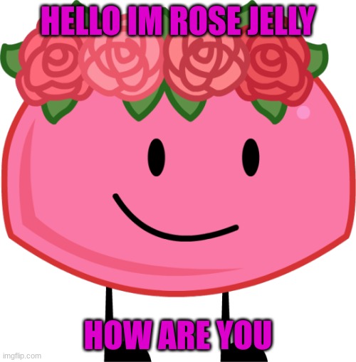 i really dont know | HELLO IM ROSE JELLY; HOW ARE YOU | image tagged in bfdi,bfb,oc | made w/ Imgflip meme maker