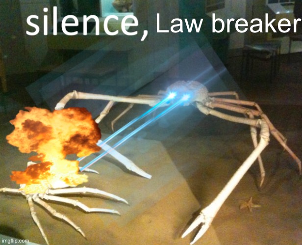 Silence Crab | Law breaker | image tagged in silence crab | made w/ Imgflip meme maker