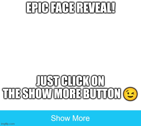 show more | EPIC FACE REVEAL! JUST CLICK ON THE SHOW MORE BUTTON 😉 | image tagged in show more,u mad bro,stop reading the tags,emoji,emojis | made w/ Imgflip meme maker
