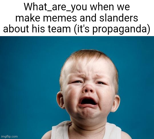 BABY CRYING | What_are_you when we make memes and slanders about his team (it's propaganda) | image tagged in baby crying | made w/ Imgflip meme maker