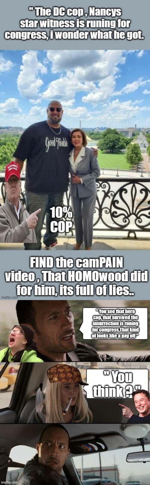 AND now you know the rest of the story | " You see that hero cop, that survived the insurrection is runing for congress,That kind of looks like a pay off "; " You think ? " | image tagged in democrats,republicans,nwo,destroy,america | made w/ Imgflip meme maker