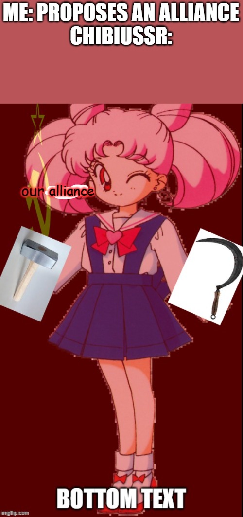 chibiussr | ME: PROPOSES AN ALLIANCE
CHIBIUSSR: alliance | image tagged in chibiussr | made w/ Imgflip meme maker