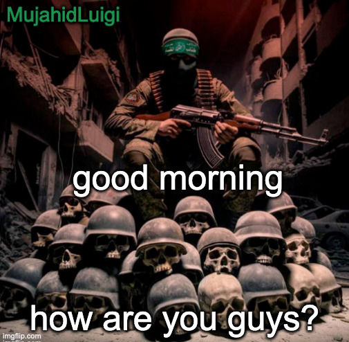 MujahidLuigi announcement | good morning; how are you guys? | image tagged in mujahidluigi announcement | made w/ Imgflip meme maker