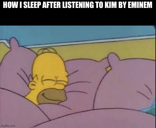 its a really… well its a song | HOW I SLEEP AFTER LISTENING TO KIM BY EMINEM | image tagged in how i sleep homer simpson | made w/ Imgflip meme maker