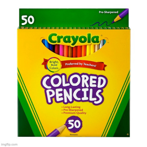 Crayola 50ct Colored Pencils Assorted Colors | image tagged in crayola 50ct colored pencils assorted colors | made w/ Imgflip meme maker