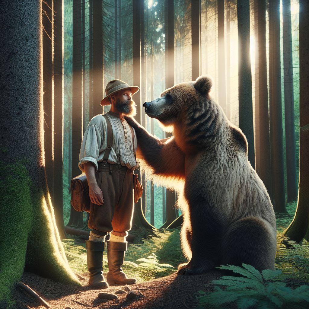 High Quality a bear in the woods being petted by teddy roosevelt in a suit Blank Meme Template