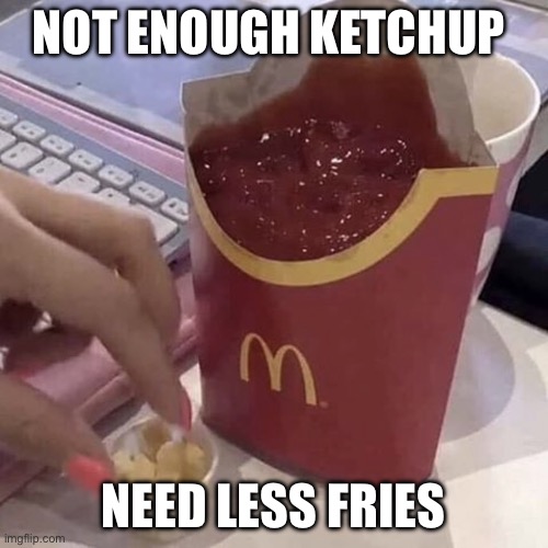 Br00 | NOT ENOUGH KETCHUP; NEED LESS FRIES | image tagged in ketchup with a side of fries | made w/ Imgflip meme maker