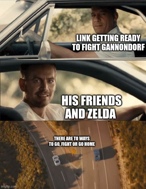 See You Again | LINK GETTING READY TO FIGHT GANNONDORF; HIS FRIENDS AND ZELDA; THERE ARE TO WAYS TO GO, FIGHT OR GO HOME | image tagged in see you again | made w/ Imgflip meme maker