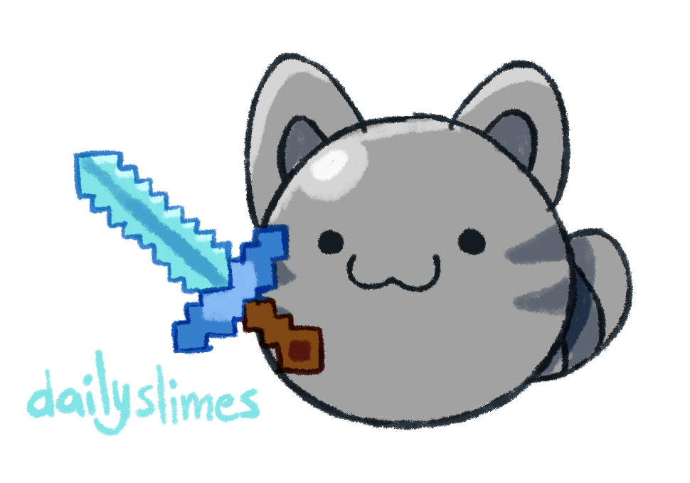 DailySlimes Tabby Slime with a Minecraft Sword Blank Meme Template