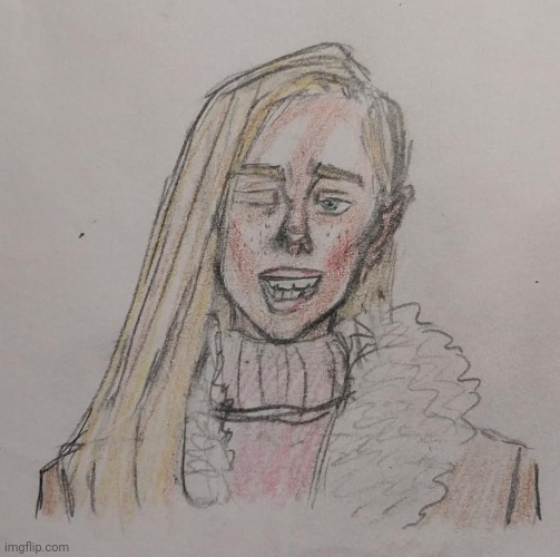 Scandinavian Blondie Winking | image tagged in blonde,blue eyes,drawings,color,scandinavian,swedish | made w/ Imgflip meme maker