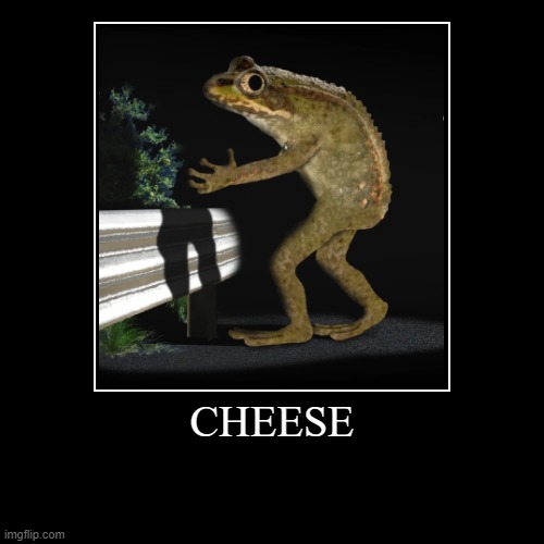 CHEESE | | image tagged in funny,demotivationals,frog,cheese | made w/ Imgflip demotivational maker