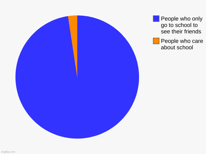 People who care about school, People who only go to school to see their friends | image tagged in charts,pie charts | made w/ Imgflip chart maker