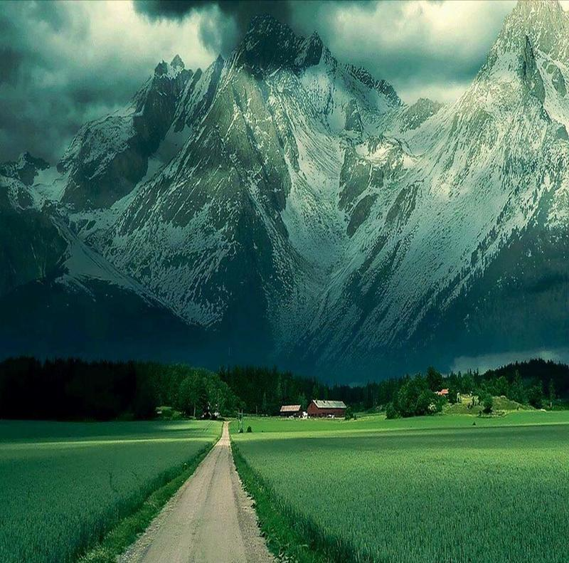 French Alps Beautiful mountains farmland scenic Blank Meme Template