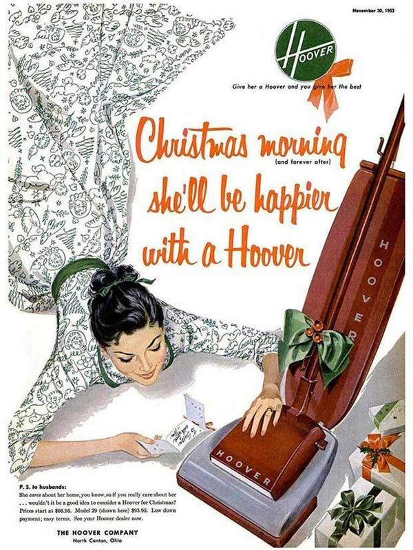 High Quality Hoover vacuum ad 1953 Christmas wife present Blank Meme Template