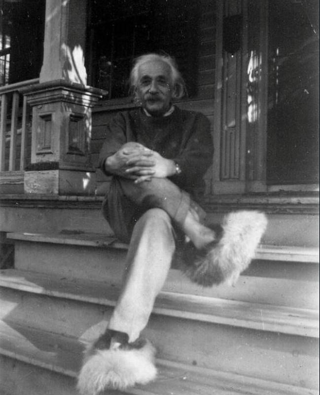 Albert Einstein 1950s fuzzy slippers Blank Meme Template