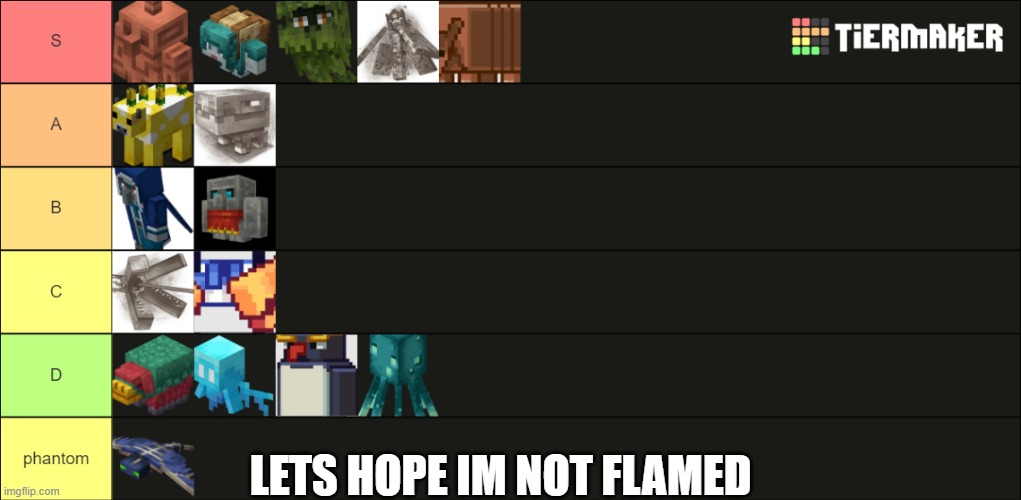 OFFICIAL MINECRAFT TIERLIST | LETS HOPE IM NOT FLAMED | image tagged in idk | made w/ Imgflip meme maker