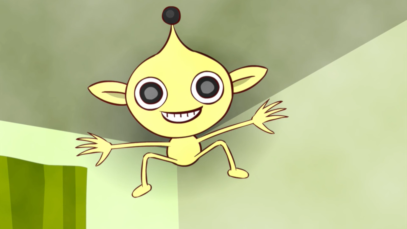 Creepy yellow alien in the ceiling Blank Meme Template