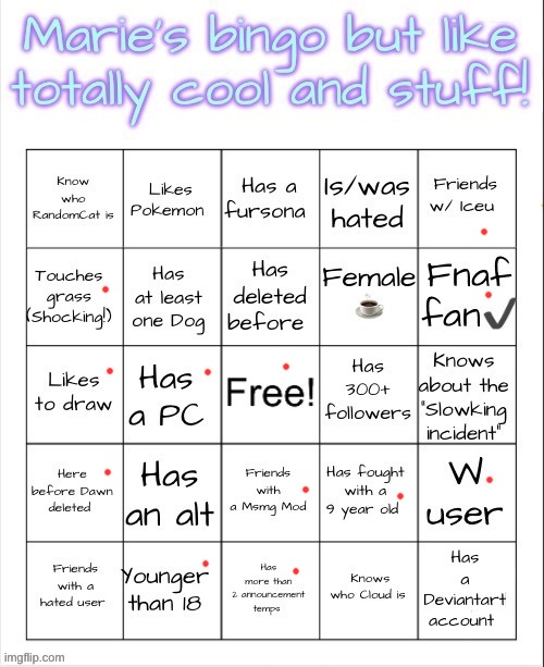 I tried. | image tagged in marie s bingo | made w/ Imgflip meme maker