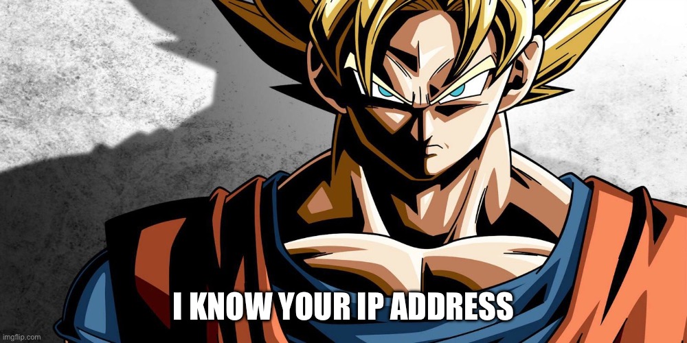 Goku prowler. | I KNOW YOUR IP ADDRESS | image tagged in goku prowler | made w/ Imgflip meme maker