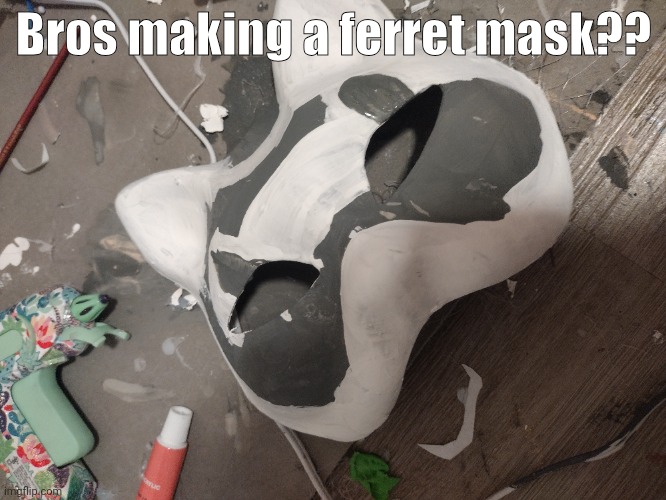 New mask(nobody asked for it) | Bros making a ferret mask?? | image tagged in mask,paint | made w/ Imgflip meme maker