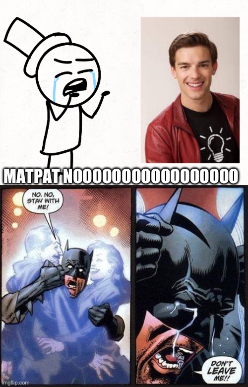 AUUGGHHHHH NONONOOOOOOOO | MATPAT NOOOOOOOOOOOOOOOOO | image tagged in batman don't leave me | made w/ Imgflip meme maker