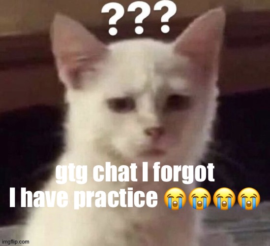 missed like 20 mins of it already ☠️ | gtg chat I forgot I have practice 😭😭😭😭 | made w/ Imgflip meme maker