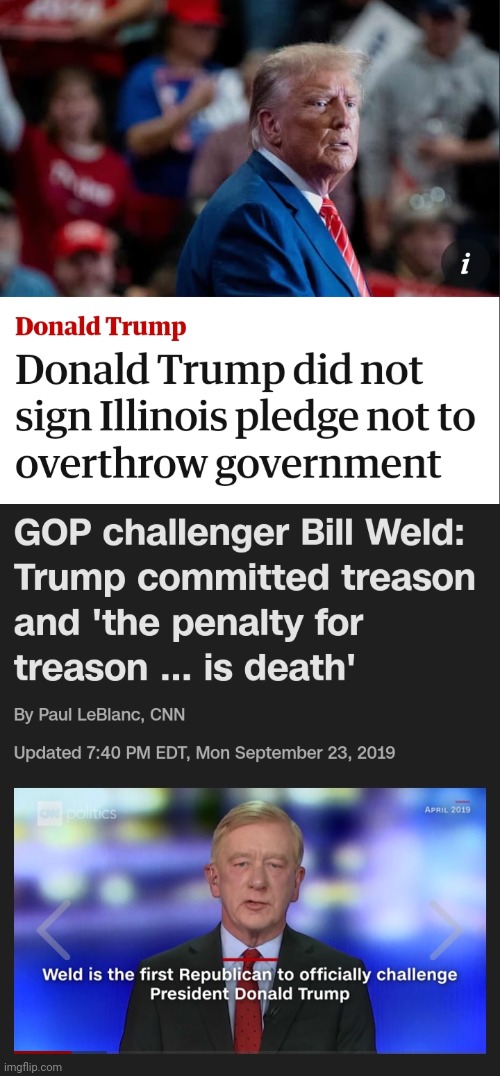 image tagged in bill weld 2024,execute donald trump for treason | made w/ Imgflip meme maker