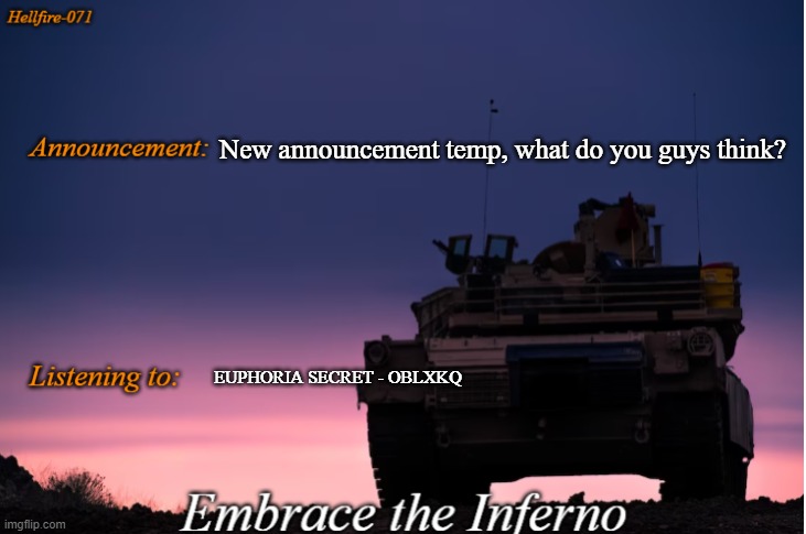 Big Oily black mennn | New announcement temp, what do you guys think? EUPHORIA SECRET - OBLXKQ | image tagged in hellfire-071 announcement | made w/ Imgflip meme maker