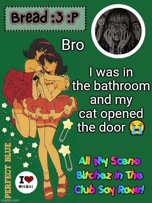 I didn't even know he could do that man | I was in the bathroom and my cat opened the door 😭; Bro | image tagged in new bread 2024 temp 33 | made w/ Imgflip meme maker
