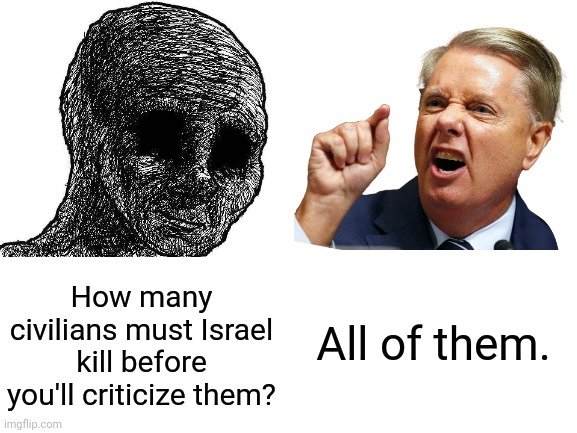 Blank White Template | How many civilians must Israel kill before you'll criticize them? All of them. | image tagged in blank white template | made w/ Imgflip meme maker