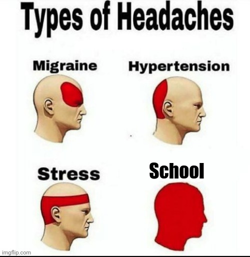 Types of Headaches meme | School | image tagged in types of headaches meme | made w/ Imgflip meme maker